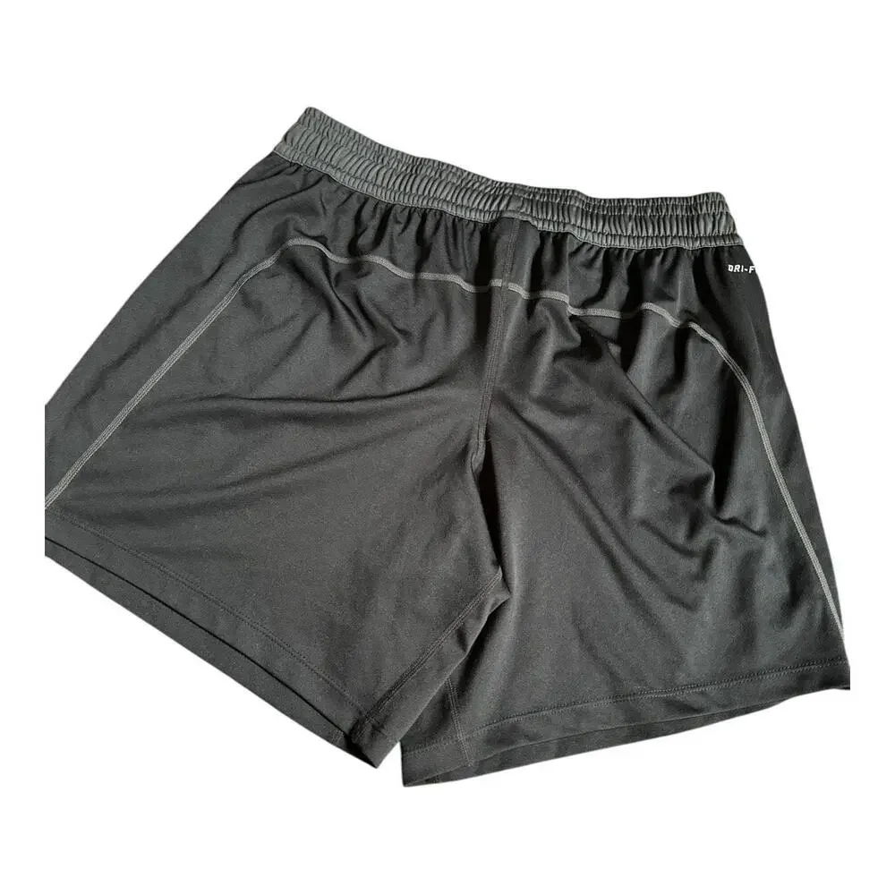Nike Mens Medium active gym shorts dri-fit black basketball shorts gray swoosh​ - Picture 4 of 8